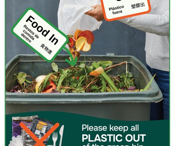 add food in and keep plastic out of your green bin for compost quality