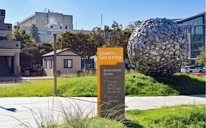 County of San Mateo government center sign at County Center.