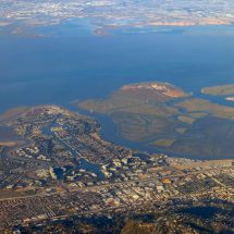 aerial view of San Mateo County and San Francisco Bay
