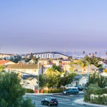 view of Foster City residential neighborhood looking towards San Francisco Bay