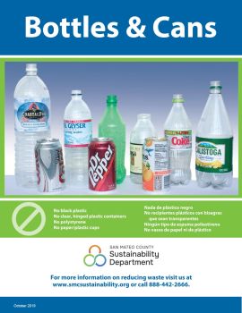 poster of examples of accepted and prohibited bottles and cans
