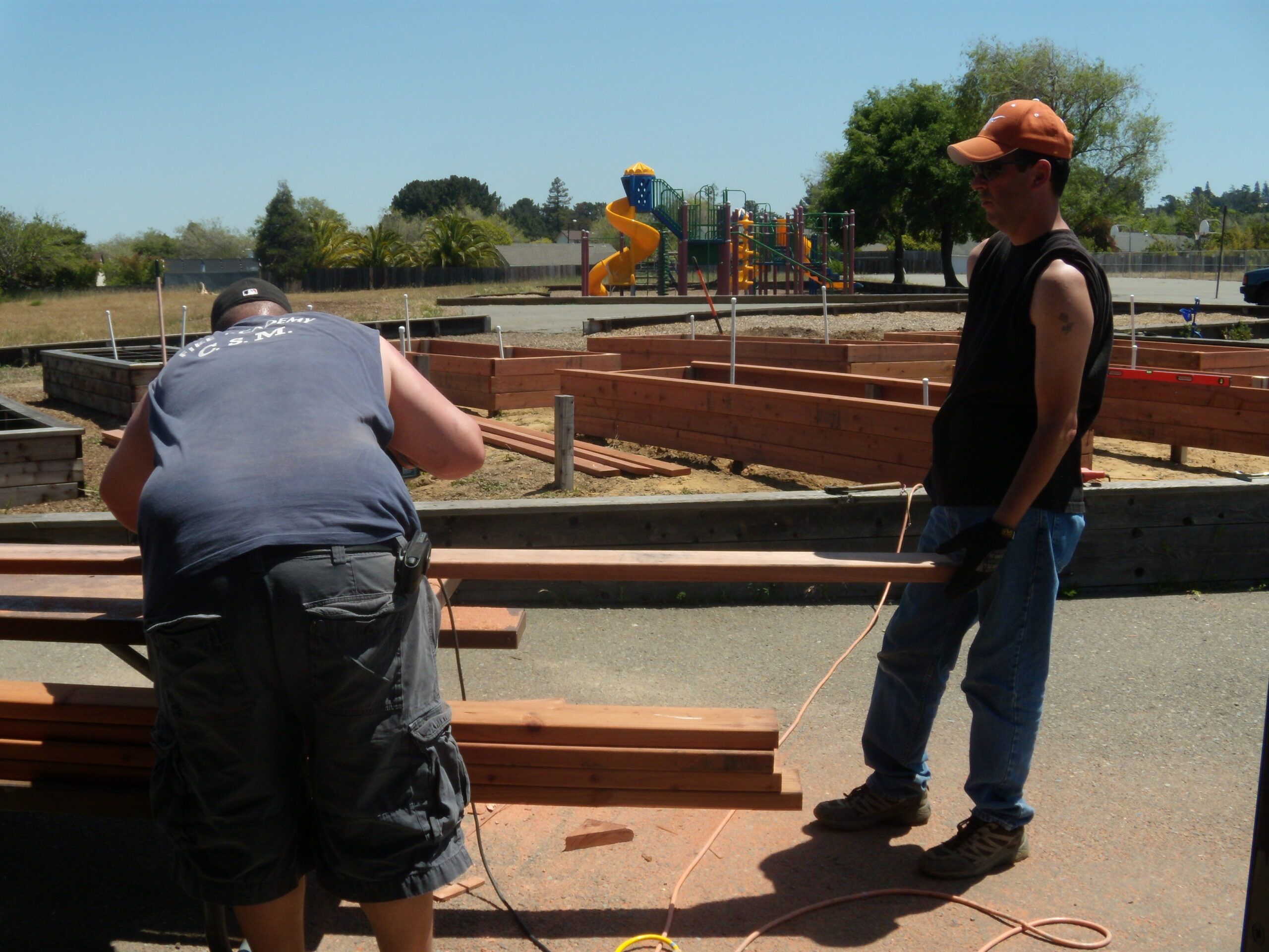 schools program garden boxes under construction