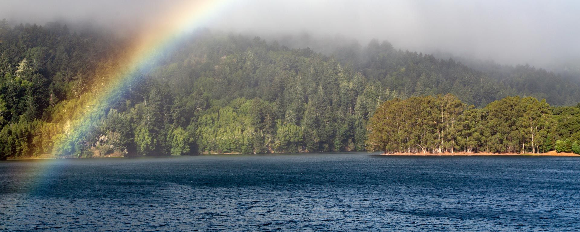 rainbow over Crystal Springs Reservoir