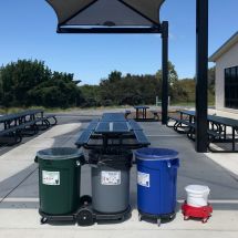 3-bin system set up at a school.