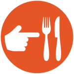 icon of hand pointing toward utensils