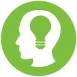 icon of lightbulb going off in a person's head