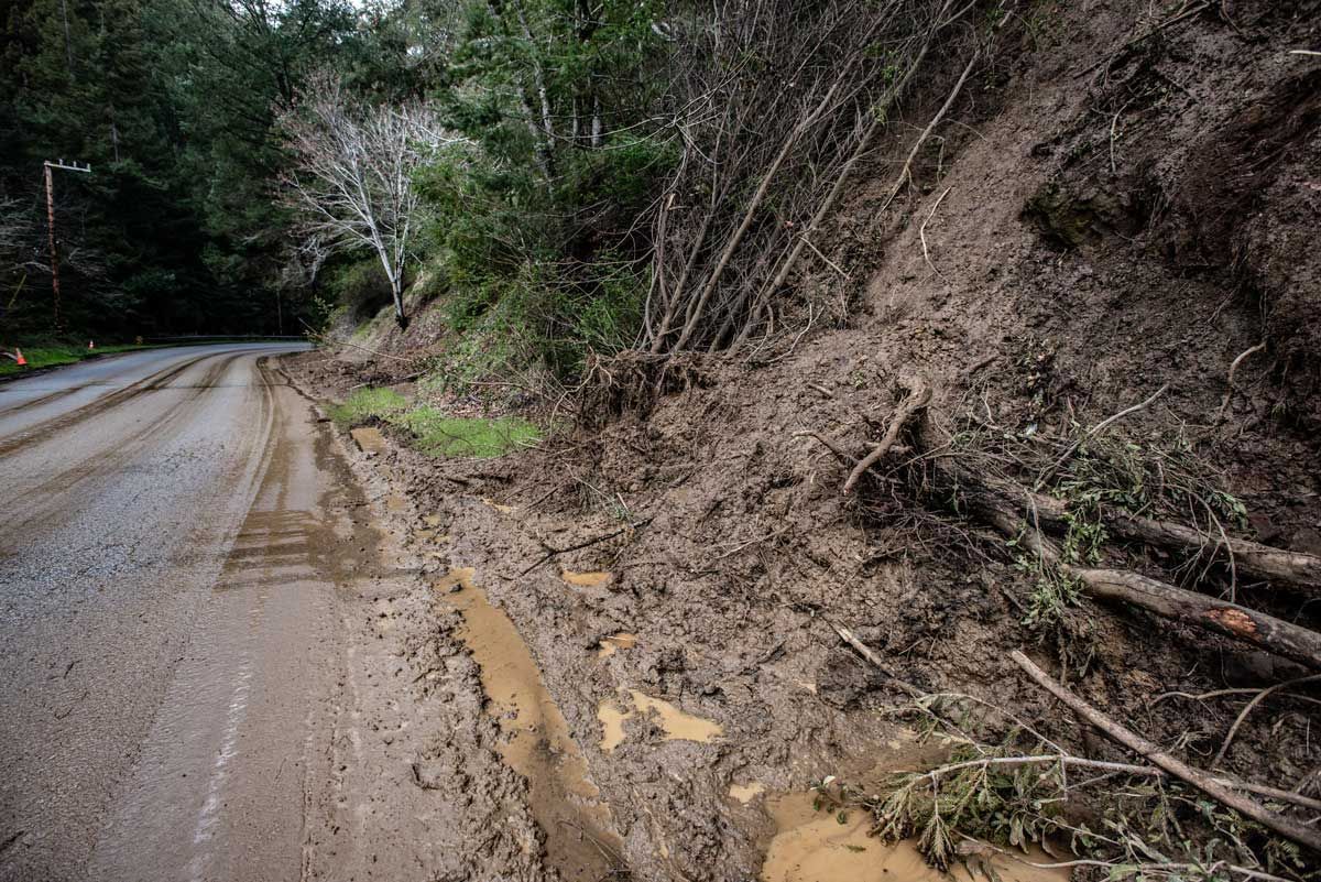 La Honda road mudslide