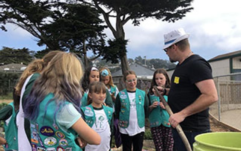 students learn about composting in Solutions to Waste Schools Program