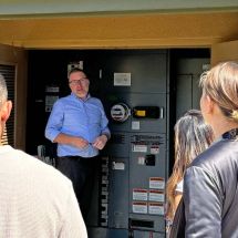 facilities group members on a tour to learn more about electrification
