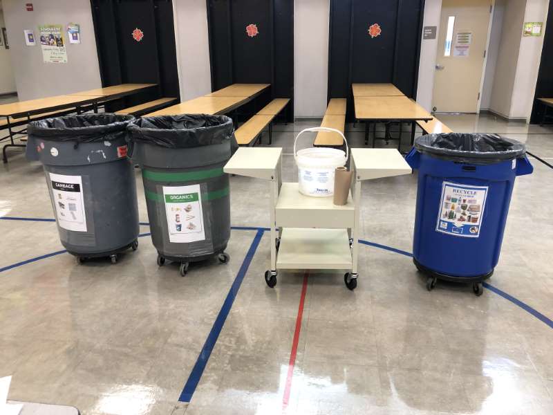 waste sorting station at Portola Elementary School