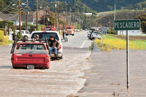 Pescadero city street flooding